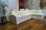 Quattro Meble Hermes Puhas valge ehtne nahast nurgadiivan Antalya II 3-korruseline 245 x 164 cm Diivan diivan magamisfunktsiooniga, voodikast ja peatugedega nurgadiivan ehtsast nahast