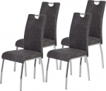 Hela Tische, Susi 4 s&ouml;&ouml;gitoolist koosnev komplekt K&ouml;&ouml;gitoolid Microfibre Vinatge Antratsiit metallist raam + kroomitud k&auml;epide