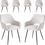 6 moodsa s&ouml;&ouml;gitoa tooli komplekt: Ergonoomilised Veluurist k&ouml;&ouml;gitoolid k&auml;etugedega seljatoega Mustad metallist jalad Mugav s&ouml;&ouml;gituba elutuba k&ouml;&ouml;k - lihtne kokkupanek (6, valge)