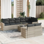 Modulares Gartensofa Set aus Poly Rattan als 8-TLG. Garten-Sofagarnitur mit Kissen in Schwarz und praktischem Stauraum
