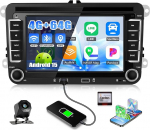 SIXWIN 4+64G Android 15 Autoradio f&uuml;r VW Golf/Skoda/Passat/Polo/Seat/Caddy/Touran mit Carplay/Android Auto/Mirrorlink, 7 Zoll HD Bildschirm mit GPS WiFi Bluetooth FM/RDS EQ USB+R&uuml;ckfahrkamera