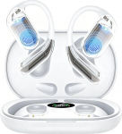 EUQQ Avatud k&otilde;rvaklapid 50 tundi traadita Bluetooth 6.1 HiFi k&otilde;rvaklapid paindlike k&otilde;rvaklappidega 4 ENC mikrofoni 1 tund kiirlaadimist topelt LED-laadimiskarp Smart Touch Over Ear Earphones spordi jooksmiseks