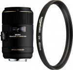 Sigma 258306 105 mm F2.8 EX Macro DG OS HSM Lens (62 mm Filter Thread) for Nikon Lens Bayonet & Amazon Basics UV Cut Filter - 62 mm