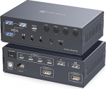 VEDINDUST 4K120Hz USB C KVM Switch dokkimisjaam 4 PC 2 monitori Mac Thunderbolt Dock toetab Advanced/Mirrored režiimi Macile ja Windowsile