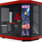 Hyte Y70 Touch Infinite Dual Chamber ATX Mid Tower moodne esteetiline korpus integreeritud 2.5K LCD puuteekraaniga - must Cherry