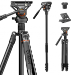 Coman Premium Camera Monopod DSLR videokaamerale, professionaalne alumiiniumist reisistatiiv 360 kraadi vedelikuga pea 1/4" kinnituskruviga, kiirv&auml;ljalaskeplaat, mahutab kuni 8kg