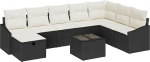 Rantry 9-teiliges Garten Sofa Set mit Kissen Schwarz Poly Rattan Gartenlounge Model3360668