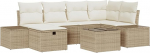 Rantry 7-teilige Garten Sofa Set mit Kissen Beige Poly Rattan Gartenlounge Model3359390