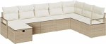 Rantry 8-teiliges Garten Sofa Set mit Kissen Beige Poly Rattan, 2-Sitzer Garten Sofa mit Kissen Beige Poly Rattan Gartenlounge Model3359230