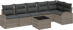 6-teiliges Garten-Sofa-Set mit Kissen Schwarz Poly Rattan Gartenlounge Model3346069
