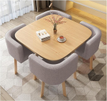 Modern Style Furniture Set Square Coffee Table Bar Table and Chair Combination Soft Back Seat for Kitchen Living Room Milk Tea Shop Fast Food Shop Western