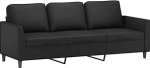 vidaXL 3-kohaline diivan, Lounge diivan diivan koos k&auml;etugede seljapatjadega, elutoa diivan disain diivan metallist raam, istumism&ouml;&ouml;bel kolmekohaline, must kunstnahk