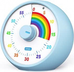 Visuaalne taimer lastele, 60-minutiline tagasiarvestus klassiruumi, kontorisse, k&ouml;&ouml;ki, lauale, laste ajajuhtimise vahendid vaikse t&ouml;&ouml;ga, Pomodoro taimer Rainbow muster (sinine)
