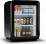 Klarstein Audrey Evo 68L Retro LED-valgustusega topeltklaasiga joogik&uuml;lmik klaasuksega 0-10&deg;C energiaklass C Reguleeritavad jalad mustad