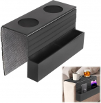 TOWEBOORY diivanitaldrik k&auml;etugi paindlik, puidust diivanitaldrik koos 2 joogihoidja ja kambrite salve diivanile Kokkupandav diivanitaldrik klamber laia diivanile toidu, suupistete, kaugjuhtimispuldi jaoks