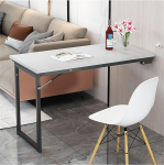 Pounjsd Wall Table Folding Drop Leaf Wall Folding Table Wall Mount Folding Kitchen Table for 2-4 People 90 x 60 x 75 cm Folding Table Wall Space Saving Kitchen Shelf for Balcony