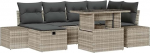 7-teiliges Garten-Sofa-Set mit Kissen Hellgrau Poly Rattan Gartenlounge Model3361211