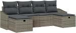 6-teiliges Garten-Sofa-Set mit Kissen in Grau aus Poly-Rattan Gartenlounge Model3360650