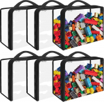 YEXEXINM 6 Pack m&auml;nguasjade ladustamise kotid, selge PVC korraldaja kotid t&otilde;mblukuga, eriti suur, m&auml;nguasjade ladustamise korraldaja k&auml;epidemega, veekindlad ladustamise kotid jaoks