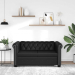 Gecheer Chesterfield diivan 2-Sitzer diivan Polstersofa Loungesofa Kunstleder Schwarz