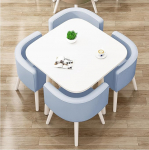 Platzsparendes Bauernhaus-Esstisch-Set f&uuml;r 4 verschiedene Konferenz-Couchtische, stilvolles blaues Design f&uuml;r K&uuml;che, B&uuml;ro, Wohnzimmer und Lounge