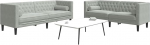 Tidyard 2-TLG. Chesterfield-Sofa-Set mit Nackenrollen Hellgrau Samt, Polstersofa Loungesofa f&uuml;r Wohnzimmer Eingangsbereich B&uuml;ro3209291