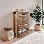 Kommode Schlafzimmer, Kommode mit 5 Ger&auml;umige Schubladen, Sideboard Schubladenschrank f&uuml;r Minimalistische Innenr&auml;ume, Wohnzimmer, Schlafzimmer, Flur, Schrank, Anti-Flip-Design, Rustikaler Stil