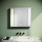 SUNXURY peegelkapp 3 v&auml;rvitemperatuuriga, 60 x 65 cm, lai LED sisepeegel, vannitoakapp koos puutetundliku salliga, uduvastane pesa vannituppa, pehme sulgemine