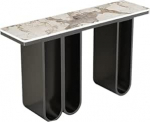 Stilvoller moderner Konsolentisch, geschwungenes Design, Kunstmarmor-Finish, schmaler Sofatisch f&uuml;r Wohnzimmer, Eingangsbereich, Flur und Foyer - 120 cm, Schwarz (47,2 Zoll)