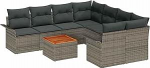 Gartensofa-Set mit Kissen 9 tk Grau Poly-Rattan Gartenm&ouml;bel Model3347307