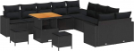 Gartensofa-Set mit Kissen 17 tk Schwarz Poly-Rattan Gartenm&ouml;bel Model3363619