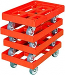 4 transpordirulli komplekt, t&uuml;&uuml;p 610 x 410 mm Tulepunased avatud disainiga eurokarbid