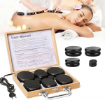 Ricyea Hot Stone Massaažikomplekt, 10 kuuma kivi, massaažikivide komplekt basaltist koos bambusekarbiga, kuuma kivi soojendaja spaa, l&otilde;&otilde;gastus, massaažiteraapia, kingitused emale