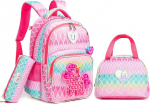 HTgroce Girls' School Bag for Girls Pop It Backpack School Bag Girls Set 3 in 1 with Lunch Bag and Pencil Case Pop Fidget Bag, A-colourful unicorn, Rucksack
