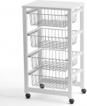 Arredamenti Italia 515 GINGERONE Vegetable Trolley Solid Beech White Varnished 46 x 83 x 33 cm