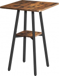 HOOBRO EBF51BT01 2-Tier Square Bar Table, Tall Bistro Table, Small Bar Table with 2 Table Tops, Kitchen Table, Balcony Table, Living Room, Meeting Room, Bar, Rustic Brown and Black