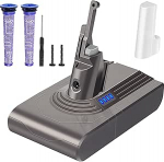 Waitley 6000 mAh vahetusaku Dyson V8 aku Dyson SV10 V8 Absolute Animal Motorhead Fluffy Slim Fluffy Total Clean Extra k&auml;sipuhasti koos 2 filtriga