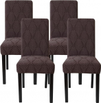 MEIVINES Chair Covers, Set of 4 Covers for Swing Chairs, Stretch Chair Covers for Dining Room Chairs, Chair Covers, Brown, for Home, Kitchen, Hotel, Restaurant, Banquet, Wedding, Party (Brown, 4