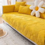 HLTQL diivanikate nurgas diivan L kuju Velvet, diivanikate 2/3/4/1-kohaline suur diivan, diivanikate tekk, diivanikaitsja istmepind, libisemisvastane, diivanikaitse kassid (Ayellow, 90 x 160 cm)