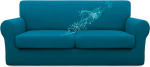 Easy-Going 100 % doppelt wasserdicht, &uuml;bergro&szlig;er Zweisitzerbezug, dehnbar, weich, Couchbezug f&uuml;r Hunde, Sofa-Schonbezug f&uuml;r 2 separate Kissen, Couch, auslaufsicher, M&ouml;belschutz, Pfauenblau, 3 St&uuml;ck
