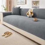 LINGKY Chenille diivanikate 1 2 3 4-kohaline, diivanitekid istmele, diivaninurkade kate, diivanikaitse libisemisvastane, diivanikate L-kujuline diivanikate, diivanikaitse kassikoer (Hall, 90 x 210 cm)