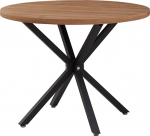 JZGORC Modern Round Dining Table Made of Industrial Sheet with Black Metal Legs, Nordic Table for Living Room or Kitchen, 4-6 People, 100 cm, Dark Brown