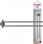 tesa MOON GREY Handtuchhalter 2-armig, matt grau, f&uuml;r Bad & WC - f&uuml;r B&auml;der im Industrial Style und moderne Badezimmer - bohrfrei, inklusiv Klebel&ouml;sung - 84 mm x 50 mm x 456 mm