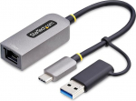 StarTech.com USB-C Ethernet adapter koos USB-A dongle'iga, 10/100/1000Mbps, USB Gigabit adapter, 15 cm kaabel, USB Ethernet adapter