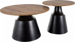 ITAKA kohvilaudade komplekt, &uuml;mmargune, Tamme Artisan/Matt must, l&auml;bim&otilde;&otilde;t 70 cm ja l&auml;bim&otilde;&otilde;t 50 cm, MDF vineeri ja metalliga, 2-osaline