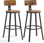VASAGLE Industrial Bar Stools 4 k&ouml;&ouml;gitooli komplekt seljatoega terasraamiga 73cm k&otilde;rge iste lihtne kokkupanek Industrial Style Rustic Brown ja must LBC226B01