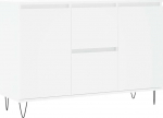 vidaXL Sideboard, kapp, kus on palju hoiuruumi, Highboard elutoa kapp, raudjalgadega, kapi k&uuml;lgkapp, k&uuml;lgkapp, valge puitmaterjaliga.