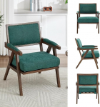 Mid-Century Modern kangast Lounge Chair, &uuml;he k&auml;etugedega diivanitool, puidust raam, polsterdatud lamamistool, sobib elutuppa, magamistuppa, &otilde;ppetuppa, kontori kaunistamiseks (roheline)