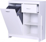 Relaxdays pesukapp, v&auml;ljapandav pesukott 48 L, sahtli, 2 sisekambrit, K x S 90 x T 80 x 35 cm, vannitoakapp, valge