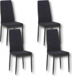 Set 4 s&ouml;&ouml;gitooli seljatoega, pol&uuml;estrist k&ouml;&ouml;gitoolid metallist jalgadega, polsterdatud tool, elutoa tool, tugitool s&ouml;&ouml;gituppa, magamistuppa ja konverentsiruumi (must)